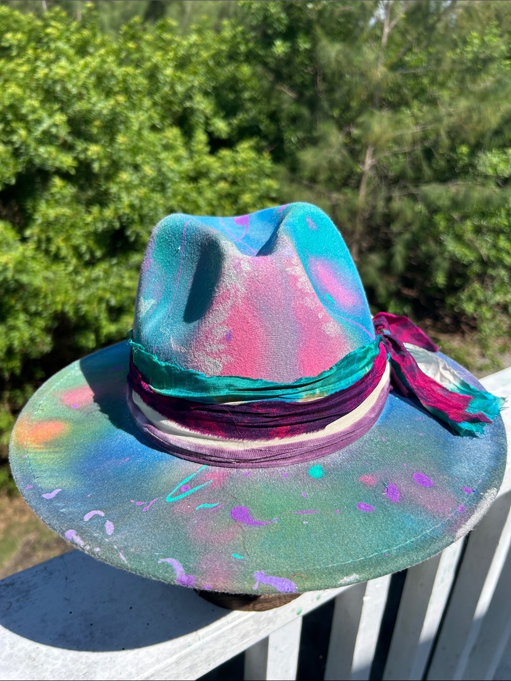 Colorful Multicolor Women's Fedora Hat with Ribbon